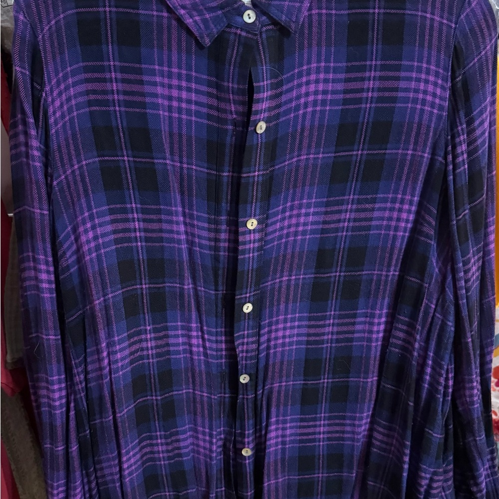 J. Jill Purple Plaid Blouse